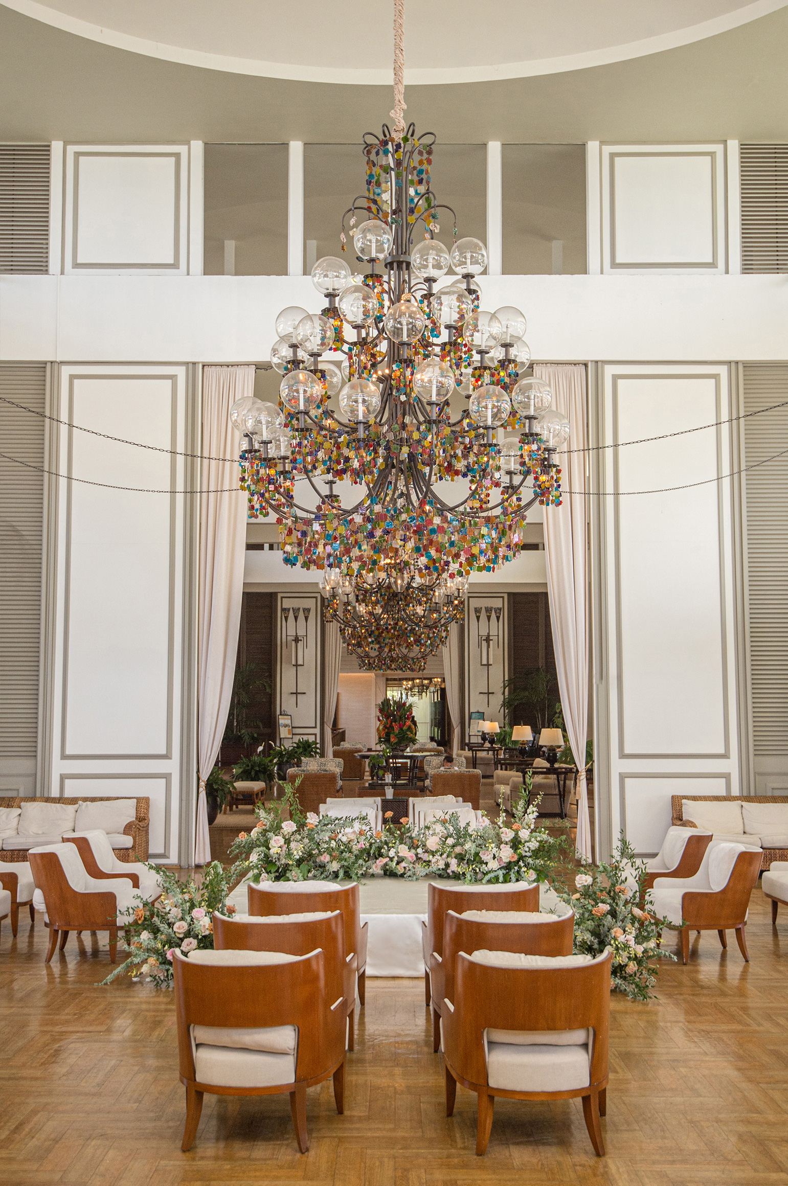 wedding hall with chandelier 